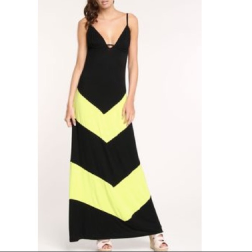 Black and yellow maxi dress